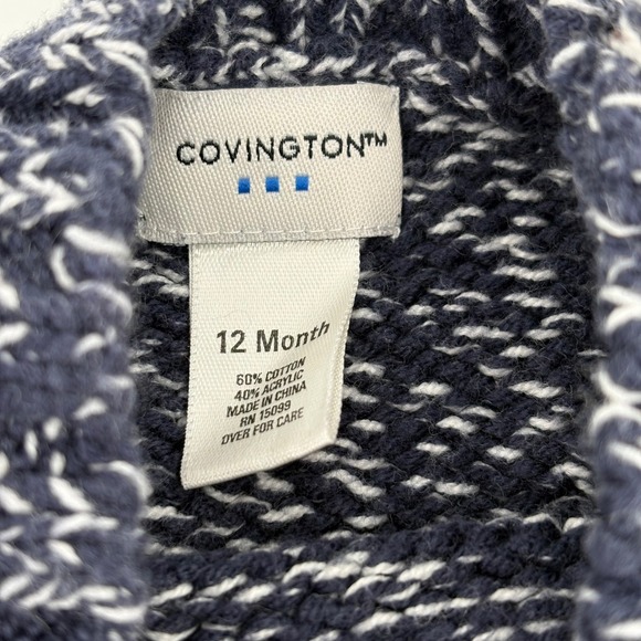 Covington Toddler Boys 12 Month Sweater Navy Blue Reindeer Christmas Knit - Picture 6 of 6